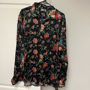 Mens Floral Satin Black Shirt